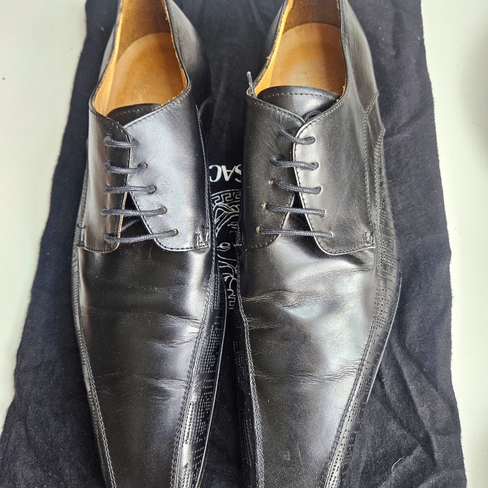 Vintage Versace Men's Black Leather Dress Shoes